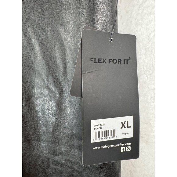 90 Degree by Reflex faux leather Legging black 90s athleisure sz XL‎ - Picture 2 of 7